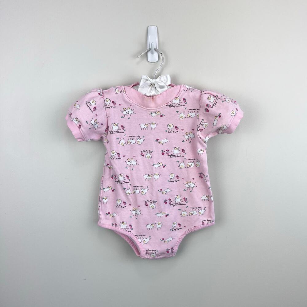 Vintage OshKosh B'gosh Pink Baby Lamb Bodysuit 6-9 Months